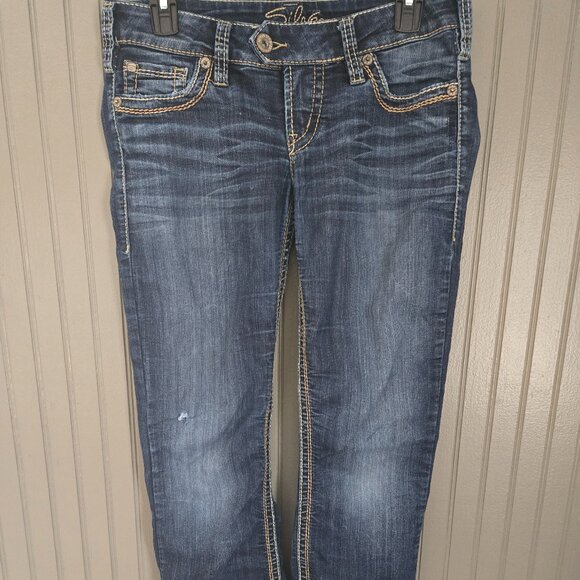 Silver Tuesday Bootcut Women's Distressed Blue Jeans Size 27x33 - Picture 1 of 16